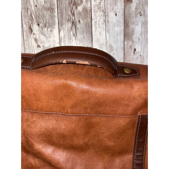 Men's Fossil Brown Leather Satchel Messenger Computer Laptop Bag Buckle Closure - Picture 4 of 16